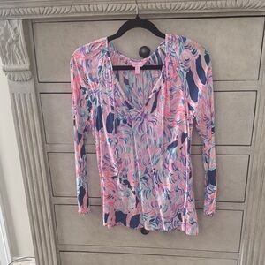 Lilly Pulitzer Pink and Blue Swirl Top